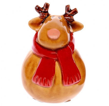 Sob se šálou - keramická figurka, barva hnědá