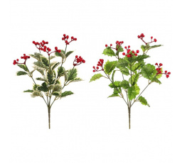 Cesmína - umělý trs, červené bobule, mix 2 druhů, cena za 1 ks