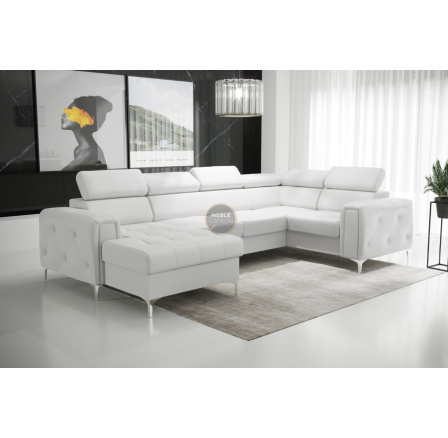 Rohová sedací souprava ORION MAX III s funkcí spaní 165x320x185 cm - bílá eko kůže, pravá Rohová sedací souprava ORION MAX III s funkcí spaní 165x320x185 cm - bílá eko kůže, pravá
