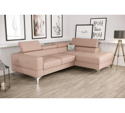 Rohová sedací souprava TOSCANIA MINI přírodní kůže 170x250 cm - růžová, pravá