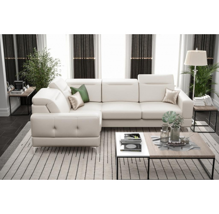 Rohová sedací souprava MALIBU přírodní kůže 250X180 cm - levá, Kůže bílá Rohová sedací souprava MALIBU přírodní kůže 250X180 cm - levá, Kůže bílá