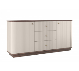 VESPER KOMODA 160 2D3SZ - kašmír mdf / ořech / zlaté úchyty / sokl