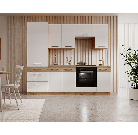 Kuchyňský nábytek VIKA 240 Bílý Lesk + Dub Lancelot