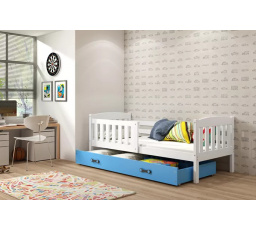 Dětská postel KUBUS 80x160 cm se šuplíkem, bez matrace, Bílá/Modrá