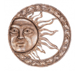 Slunce s kruhem - kovová nástěnná dekorace, měděno-stříbrná