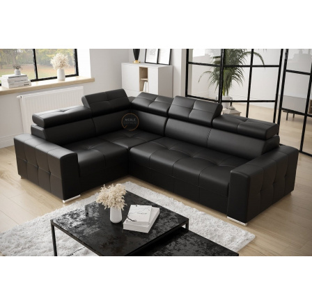 Rohová sedací souprava MARGO II 270×197 přírodní kůže - černá kůže , levá Rohová sedací souprava MARGO II 270×197 přírodní kůže - černá kůže , levá