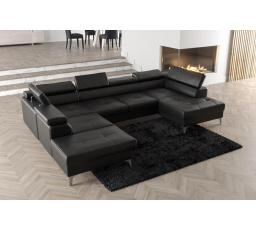 Rohová sedací souprava TOSCANIA MAX II 170x350x220 - černá eko kůže , levá