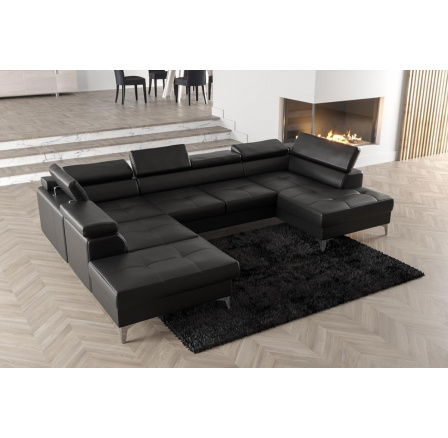 Rohová sedací souprava TOSCANIA MAX II 170x350x220 - černá eko kůže , levá Rohová sedací souprava TOSCANIA MAX II 170x350x220 - černá eko kůže , levá
