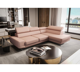 Rohová Kožená sedací souprava MILANO I - pravá, růžová
