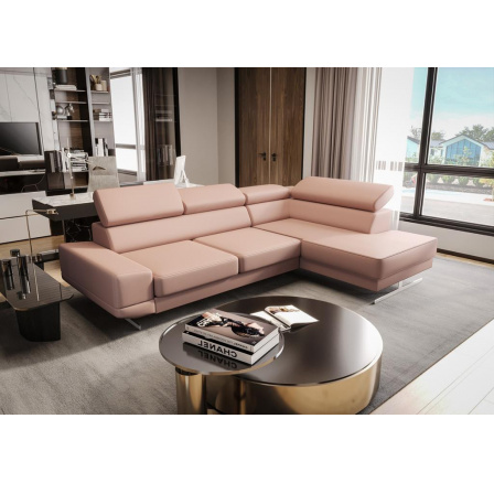 Rohová Kožená sedací souprava MILANO I - pravá, růžová Rohová Kožená sedací souprava MILANO I - pravá, růžová