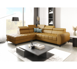 Rohová sedací souprava PORTO přírodní kůže 225x255 cm - levá, Kůže hořčicový mat