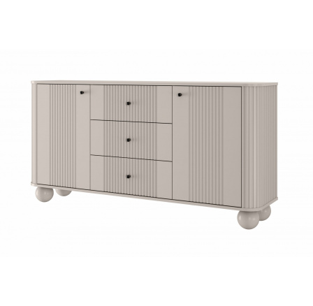 Komoda se zásuvkami Vesper 160 cm - kašmír / černé úchyty / nohy koule