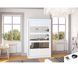 Posuvná skříň se zrcadlem a LED osvětlením KOLORADO 120 Bílá