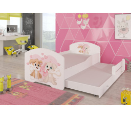 Dvojlůžko s matracemi PEPE II DOGS 160x80 Bílá