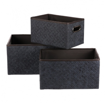 Koš regálový - látkový s uchy, modrý, cena za sadu 3 ks