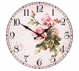 Hodiny nástěnné - pr. 34 cm, MDF, motiv růže