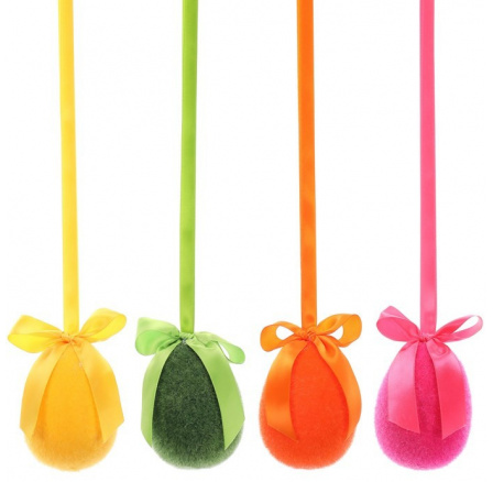 Vajíčko závěsné - semišové, mix 4 barev, cena za 1 ks