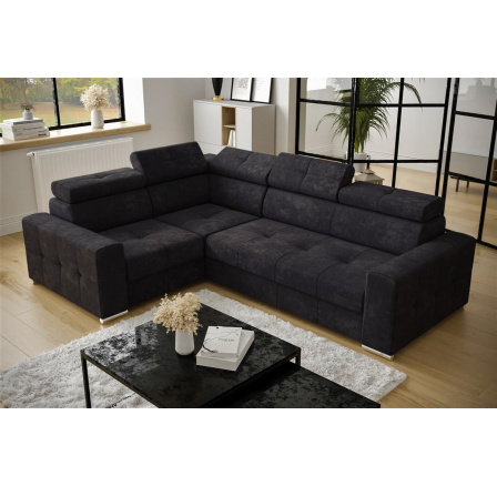Rohová sedací souprava s funkcí spaní MARGO II 270X197 - černá/modrá , levá Rohová sedací souprava s funkcí spaní MARGO II 270X197 - černá/modrá , levá