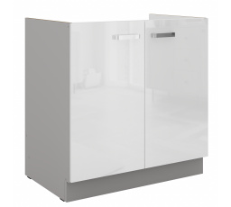 Dolní skřínka BIANCA - 80 ZL 2F BB, Šedá / Bílý lesk