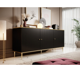 Komoda GLAMOUR 180, MAT černá/ Zlatá