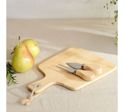 BAMBOU Servírovací prkénko se sadou nožů přírodní 26x19 cm