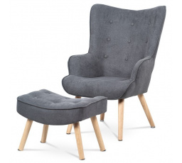Křeslo ušák, šedá látka, AK-302 GREY2