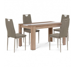 Jídelní set s 4 židlemi, 138x80x75cm, mdf, dub sonoma, B140SONDCL393CAP