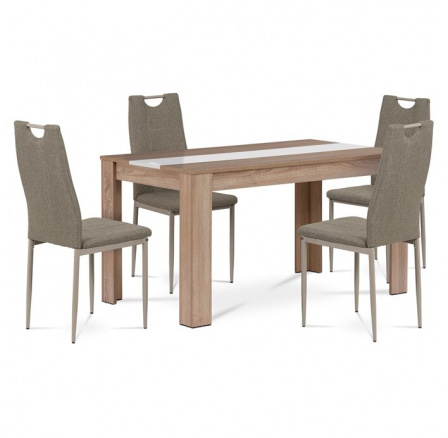 Jídelní set s 4 židlemi, 138x80x75cm, mdf, dub sonoma, B140SONDCL393CAP
