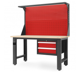 Dílenský stůl LOGAN, 1500 x 1700 x 750 mm, antracitově-červený