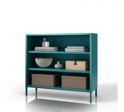 Nízký kovový regál mořský / tyrkysový Moderní LUCA, 1000 x 900 x 350 mm