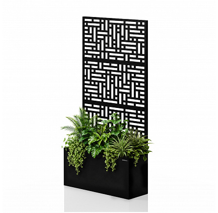 Pergola s květináčem kovová černá: ROSEN, 900 x 1800 x 300 mm Pergola s květináčem kovová černá: ROSEN, 900 x 1800 x 300 mm