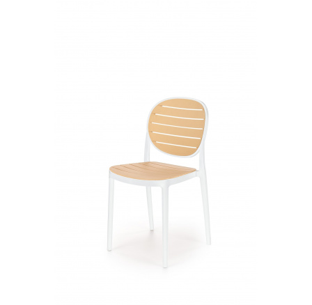 Jídelní židle stohovatelná K529, Bílá/Přírodní