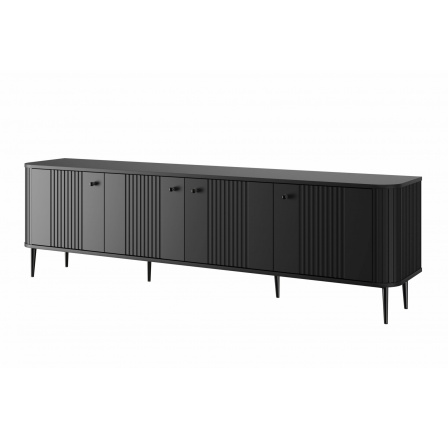 Skříňka RTV Vesper 4D 187 cm - černá / černé nohy