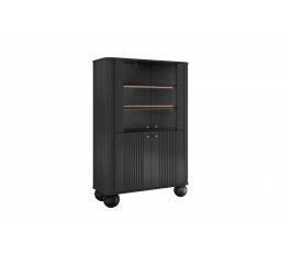 VESPER VITRÍNA 103 4D - černý MDF / černý MDF / zlaté úchyty / nohy koule