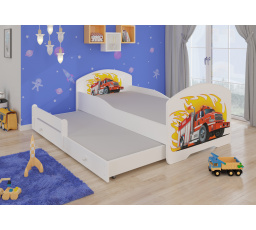 Dvojlůžko s matracemi PEPE II FIRE TRUCK 160x80 Bílá