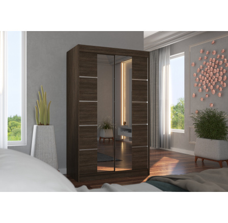 Posuvná skříň se zrcadlem GENUA 120 Choco+Choco
