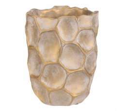 Váza betonová - vzor buněk, vel. M, béžovo-zlatá