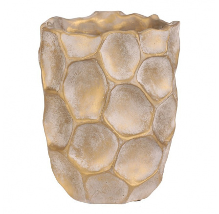Váza betonová - vzor buněk, vel. M, béžovo-zlatá Váza betonová - vzor buněk, vel. M, béžovo-zlatá