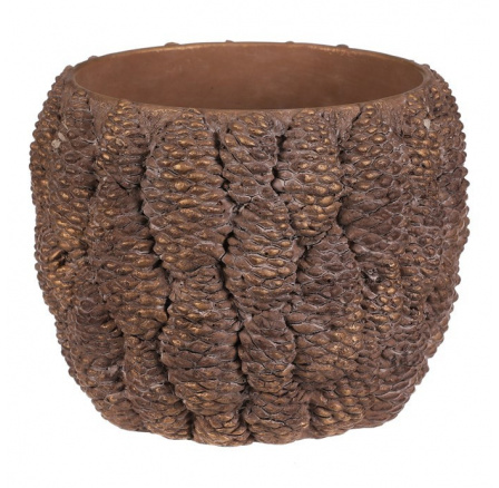 Obal betonový - vzor šišek, vel. M, hnědo-zlatý