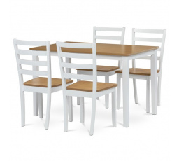 Jídelní set s 4 židlemi, 120x75x75cm, masiv, přírodní, VESPA OAK