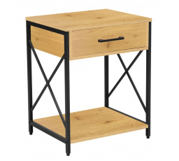 Noční stolek přírodní dub/černý rám SN7-FX