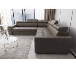 Rohová sedací souprava MARGO MAX 270×270 přírodní kůže - Pravá strana, Hnědá kůže