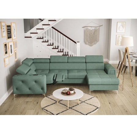 Rohová sedací souprava ORION MAX III , relax s funkcí spaní 165x320x190 cm - mořská zelená, levá Rohová sedací souprava ORION MAX III , relax s funkcí spaní 165x320x190 cm - mořská zelená, levá