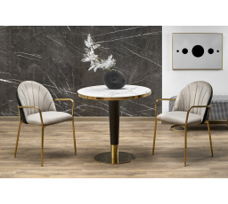 Jídelní stůl MORATA, efekt bílého mramoru/černá/zlatá