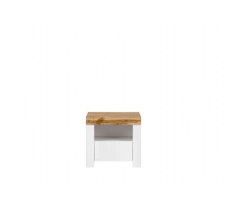 Noční stolek HOLTEN KOM1S, bílá/dub woltan/bílý lesk