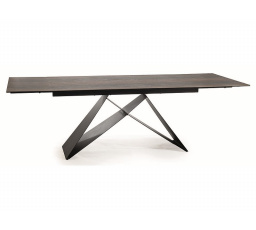 Jídelní stůl WESTIN CERAMIC, Efekt hnědého dřeva/Černý mat, 180(260)x90 cm