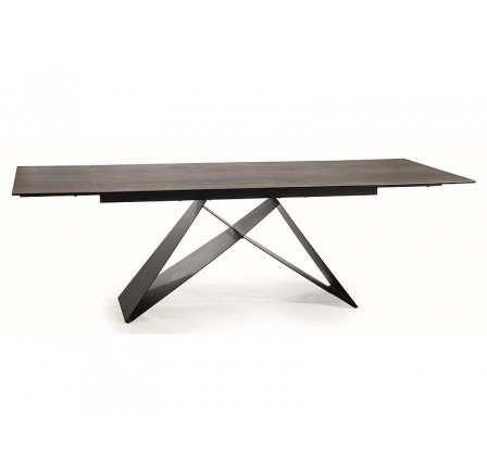 Jídelní stůl WESTIN CERAMIC, Efekt hnědého dřeva/Černý mat, 180(260)x90 cm