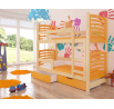 Dvoulůžková patrová postel s matracemi OSUNA Pine+Orange