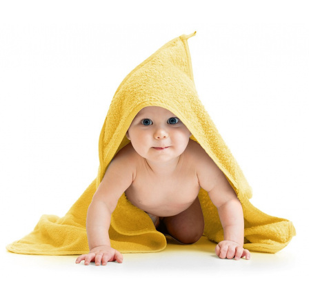 Dětská froté osuška s kapuckou 80x80cm 330g žlutá