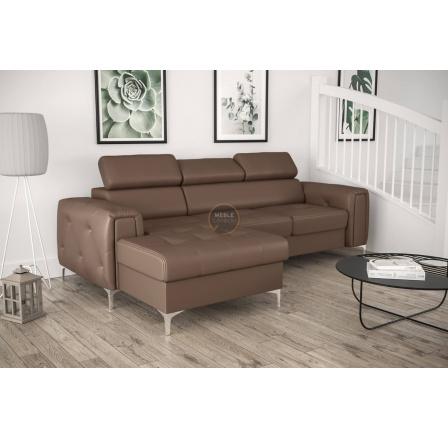 Rohová sedací souprava ORION MINI s funkcí spaní 255x165 cm přírodní kůže - Hnědá kůže, levá Rohová sedací souprava ORION MINI s funkcí spaní 255x165 cm přírodní kůže - Hnědá kůže, levá